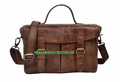 Professional Photographer DSLR Leather Camera Bag with Insert divider vintage messenger Bag leather shoulder Bag